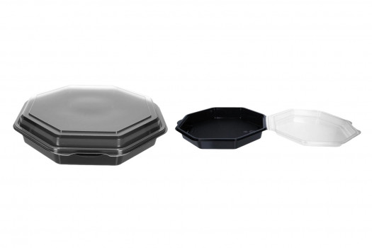 Assiette noire hexagonale 23/23/5
