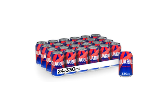 Aquarius red peach cans