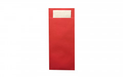 Pochette rouge serviette blanche