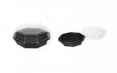 Assiette noire hexagonale 16/16/6